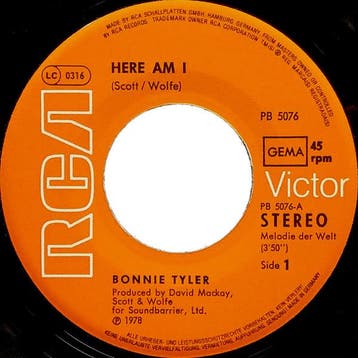 vinyl single 7 inch - Bonnie Tyler - Here Am I, Verzenden, Zo goed als nieuw, 7 inch, Rock en Metal