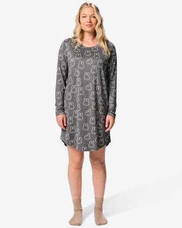 HEMA Nijntje damesnachthemd brushed micro donkergrijs, Verzenden