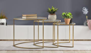 SALONTAFEL DRIEHOEK SET 3 PZ CM Ø 60X50-50X45-40X40, Ophalen of Verzenden, Nieuw