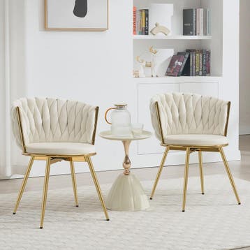 Set van 2 Fluwelen Draaibare Eetkamerstoelen met Gouden Meta, Verzenden, Nieuw