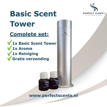 Geurmachine MET aroma - Basic Scent Tower zilver tot 50 m², Ophalen of Verzenden, Nieuw