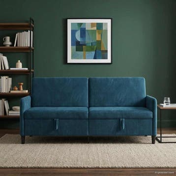 vidaXL Bank met opslag Blauw 192 x 78 x 87 cm Polyester, Huis en Inrichting, Banken | Bankstellen, Verzenden, Nieuw, Kunststof