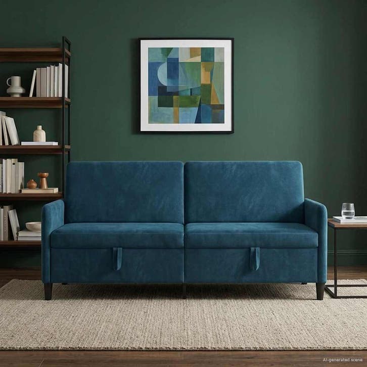 vidaXL Bank met opslag Blauw 192 x 78 x 87 cm Polyester, Huis en Inrichting, Banken | Bankstellen, Nieuw, Minder dan 150 cm, Kunststof