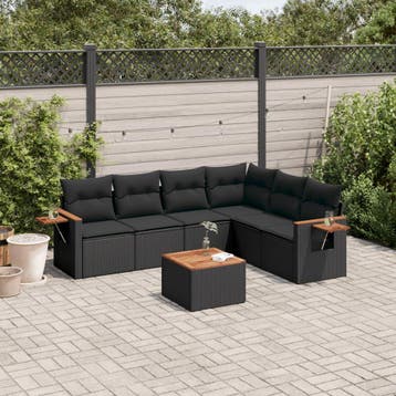 vidaXL Patio Sofa Set 6-zits Black, Verzenden, Nieuw