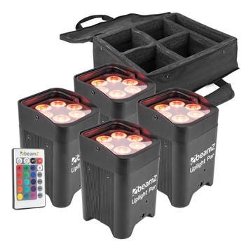 BeamZ Uplight pakket met 4 stuks BBP96 accu Uplights + Tas, Verzenden, Nieuw