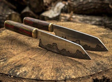 Multi Purpose Set of 2 Etching wavy pattern kitchen knife,