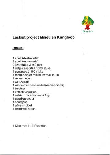 Alles-in-1 Leskist Project Milieu en Kringloop 2016, Verzenden, Nieuw