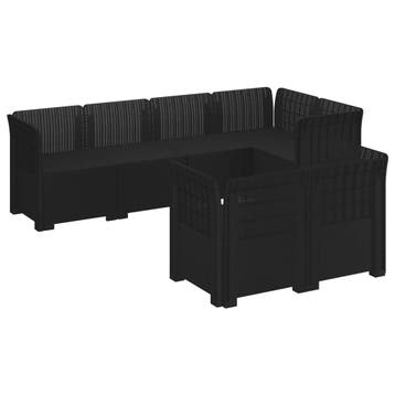 vidaXL 7-Persoons Tuinbank Rieten Look PP Antraciet, Verzenden, Nieuw