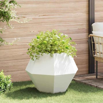 vidaXL Plantenbak Wit 75 x 75 x 60 cm Staal, Verzenden, Nieuw, Metaal, 60 tot 100 cm