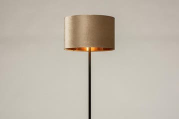 Rietveld Vloerlampen - Zwart, Taupe, Koper - Stof, Metaal, Verzenden, Nieuw