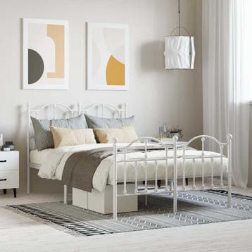 vidaXL Bedframe met hoofd- en voeteneinde metaal wit 120x200, Huis en Inrichting, Slaapkamer | Bedden, Verzenden, Wit, Nieuw, Twijfelaar
