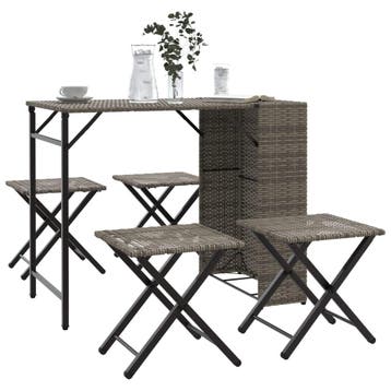 vidaXL 5-delige Tuinset inklapbaar poly rattan grijs, Verzenden, Nieuw, Tuinset