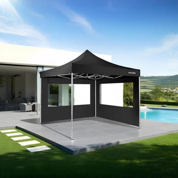 Aluminium opvouwbaar tuinhuisje 3x3 m met 2 zijpanelen, Tuin en Terras, Verzenden, Nieuw