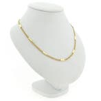 Gouden gourmetschakel ketting met gesloten staafjes, Ophalen of Verzenden, Gebruikt, Overige kleuren, Goud