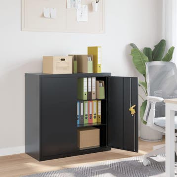 vidaXL Archiefkast 90x40x90 cm staal antracietkleurig, Verzenden, Nieuw