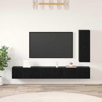 vidaXL Tv-meubelset 4 st 30,5 x 30 x 90 cm Zwart Eiken, Minder dan 50 cm, Verzenden, Nieuw, Minder dan 100 cm