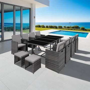 Wicker zitgroep Palma 8+4+1 met beschermhoes, Verzenden, Nieuw