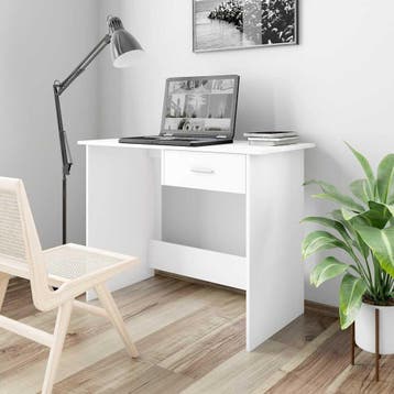vidaXL Bureau 100x50x76 cm bewerkt hout wit, Verzenden, Nieuw