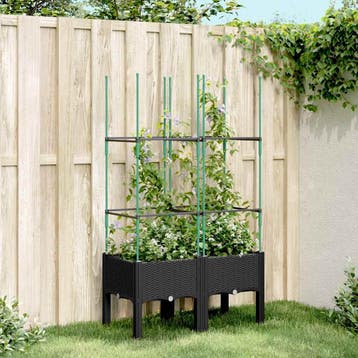 vidaXL Plantenbak met latwerk 80x40x142,5 cm polypropeen, Verzenden, Nieuw, Kunststof