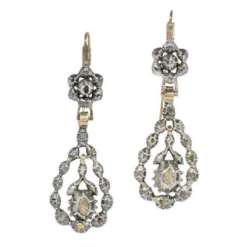 Oorbellen - 18 karaat Geel goud, Zilver - Diamant - Diamant,, Nieuw