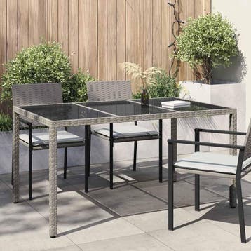 vidaXL Tuinstafel Grijs 150 x 90 x 75 cm poly rattan, Verzenden, Nieuw