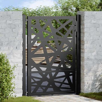 vidaXL Poort met lichtontwerp 100x125 cm staal zwart, Tuin en Terras, Tuinpoorten, Verzenden, Nieuw