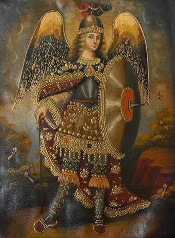 Peruvian Vicereganal Cuzco Painting (Mid XX) - St Miguel