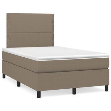 vidaXL Boxspring met matras stof taupe 120x190 cm, Verzenden, Nieuw, 190 cm of minder, Twijfelaar