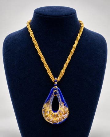 24 karaat - Murano-glas, Geel goud - Ketting met hanger -