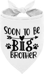 Honden bandana Big Sister wit met zwarte tekst en hartje, Verzenden, Nieuw