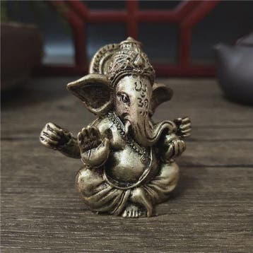 Ganesha Beeldje Bronskleurig - Hindoeïstische God Sculptuur, Verzenden, Nieuw