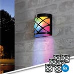 6x Solar wandlamp China RGB wit buitenlamp op zonne energie, Zonne-energie, Kunststof, Verzenden, Minder dan 50 watt