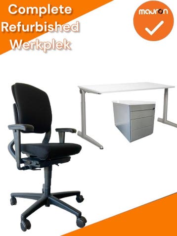 Refurbished Complete Werkplek - Bladkleur naar keuze - Handm, Werkplek, Ophalen of Verzenden, Gebruikt, Bureau