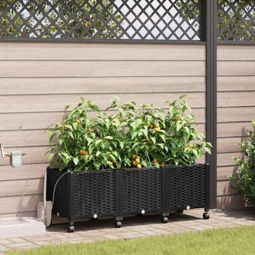 vidaXL Tuin Pot met Irrigatie en Wielen 3 st Zwart 120 x 40, Verzenden, Nieuw, Minder dan 60 cm