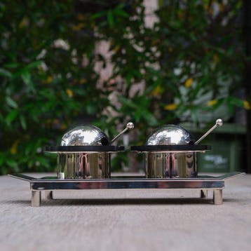 Montagnani - Punto Bacola - Koffie- en theeservies - rvs en