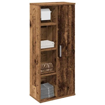 vidaXL Badkamerkast met rolhouder 39x22x90 cm oud, Verzenden, Nieuw, (Half)hoge kast