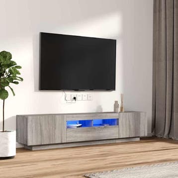 vidaXL 2-delige Tv-meubelset met LED bewerkt hout grijs, Verzenden, Nieuw, Overige houtsoorten