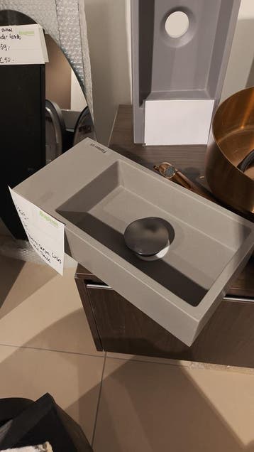 Fonteintje Quartz grijs betonkleur - 0014 0056, Ophalen, Nieuw, Wastafel