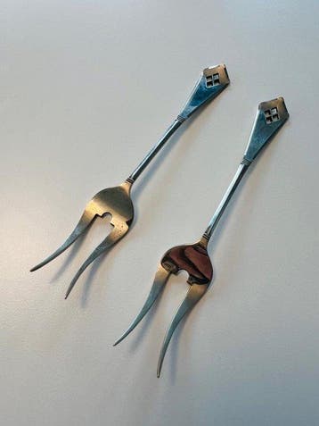 J.A.A. Gerritsen - Vork (2) - .835 zilver - Twee art-deco