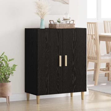 vidaXL Dressoir Zwart eiken 69,5 x 34 x 90 cm Bewerkt hout, Huis en Inrichting, Kasten | Dressoirs, Verzenden, Nieuw, Overige houtsoorten