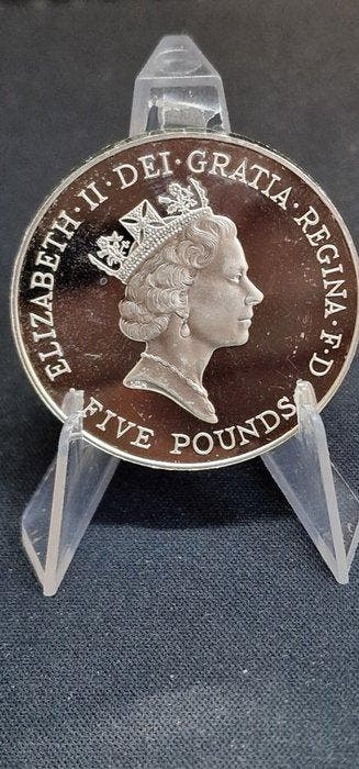 Verenigd Koninkrijk. 5 Pounds 1996 70° compleanno Regina, Postzegels en Munten