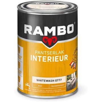 Rambo Pantserlak Interieur Whitewash 0777 MAT - 1,25 liter, Wit, Nieuw, Ophalen of Verzenden, Lak