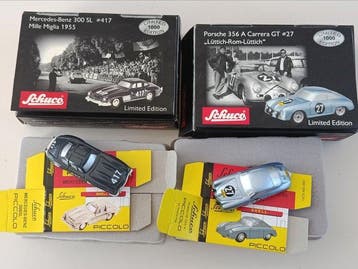 Schuco 1:90 - Modelauto (2) - Mercedes-Benz 300 SL / Porsche, Nieuw