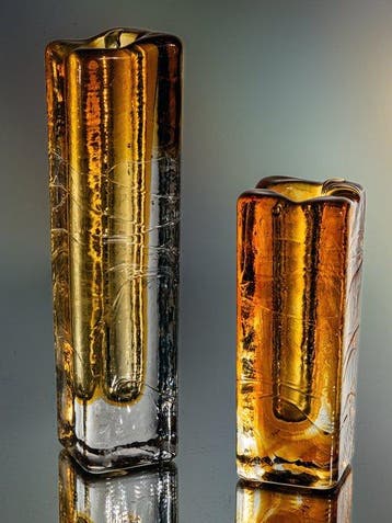 Schott Zwiesel - Pot (2) - Twee blokkristal vaasobjecten -