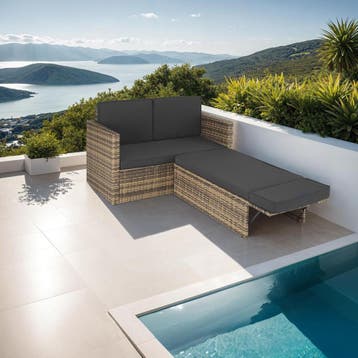 Wicker loungesofa Corfu - natuur, Verzenden, Nieuw