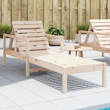 vidaXL Ligstoel 199,5x62x55 cm massief grenenhout, Tuin en Terras, Ligbedden, Verzenden, Nieuw