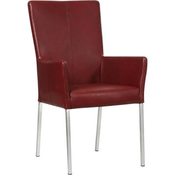 Leren eetkamerstoel Daily met armleuning - Granada Rouge, Huis en Inrichting, Stoelen, Nieuw, Leer, Ophalen of Verzenden, Rood