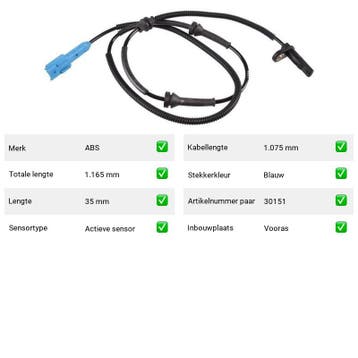 ABS-sensor Vooras Peugeot 1007 1.4 (vanaf 2005), Verzenden, Nieuw, Peugeot