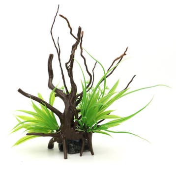 Kunstplant op hout / Aquarium decoratie As-213 (Hardscaping), Dieren en Toebehoren, Verzenden, Nieuw, Plant(en), Steen of Hout