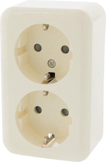 Q-Link - Q-Link Contactdoos Opbouw-Dubbel Creme, Ophalen of Verzenden, Nieuw